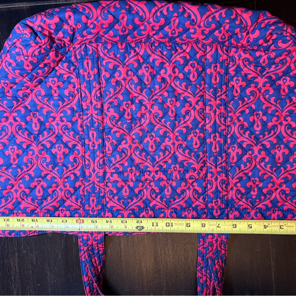 ~Quilted Koala~Large Blue & Red Damesk Quilted Double Strap Tote - Picture 6 of 9